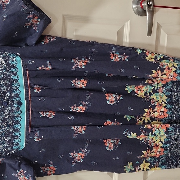 ANTHONY RICHARD'S PULL OVER DRESS WITH POCKETS SHORT SLEEVES NAVY FLORAL SIZE XL - Picture 4 of 6